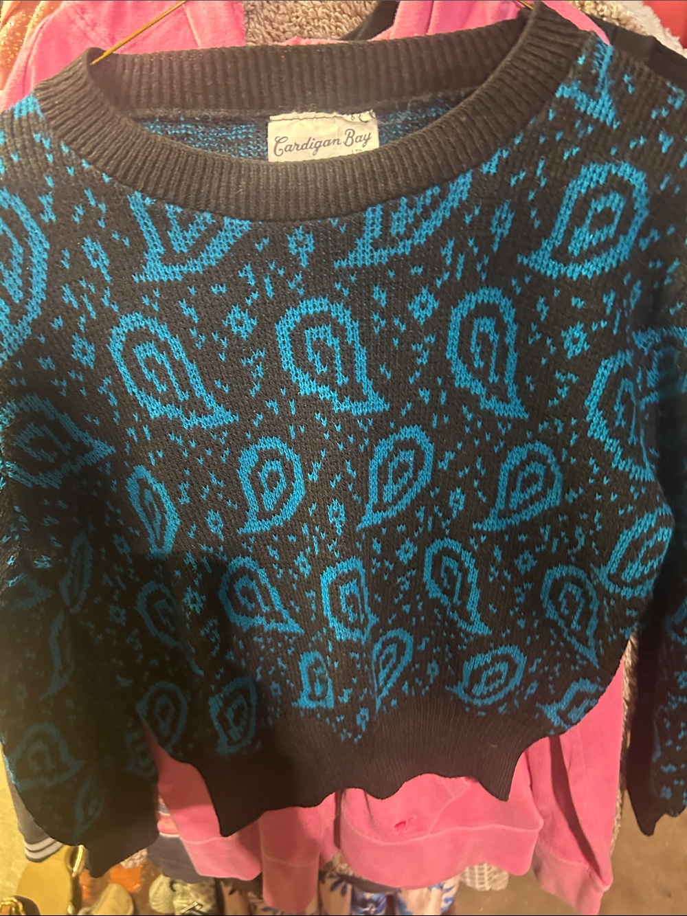 Black & Teal Paisley Crewneck Sweater